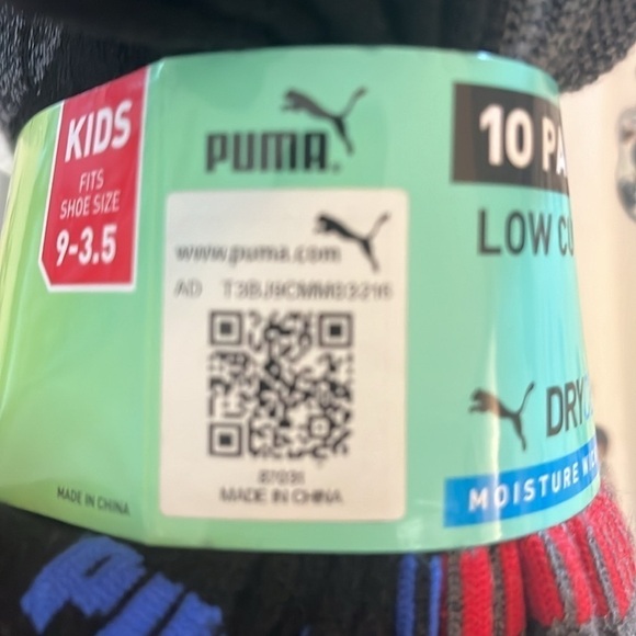 Puma 10 Pair lowcut moisture wicking arch support socks for YOUTH 9-3.5 -NWT - Picture 4 of 5
